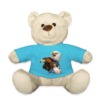 Bald Eagle, Golden Eagle and Peregrine Falcon - Teddy Bear - atoll blue - Front