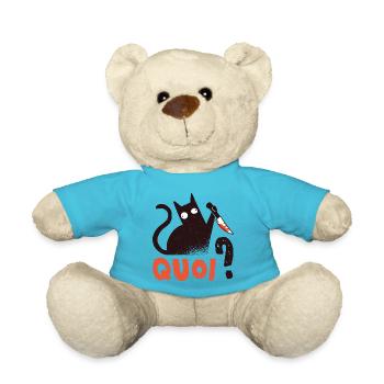 What Killer Black Cat with Knife Cat Gift - Teddy Bear - atoll blue - Front
