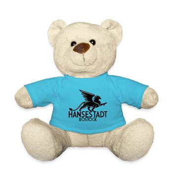 Hansestadt Rostock Ostsee Hansa Greif - Teddy - Atollblau - Vorne