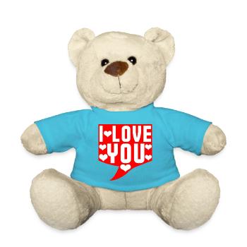 je t'aime bulle de discussion cadeau couple - Nounours - bleu outremer - Devant