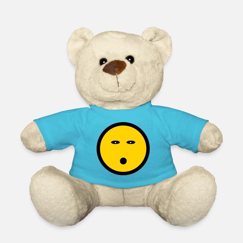 Energieloses Emoticon - Bildsymbol - Strichgesicht - Teddy - Atollblau