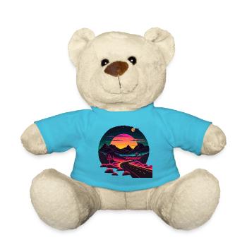Synthwave Style Road - Teddy Bear - atoll blue - Front