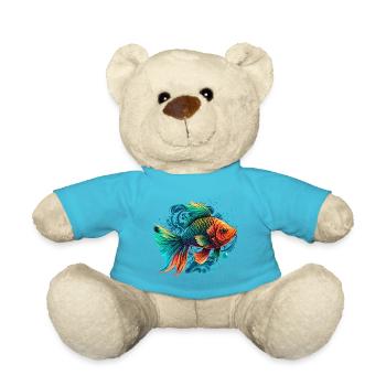 Rainbow Fish Illustration - Teddy Bear - atoll blue - Front