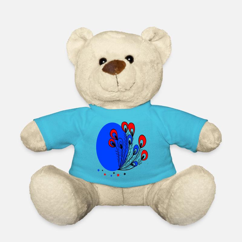 Osterei mit Pfauenfedern - Teddy - Atollblau