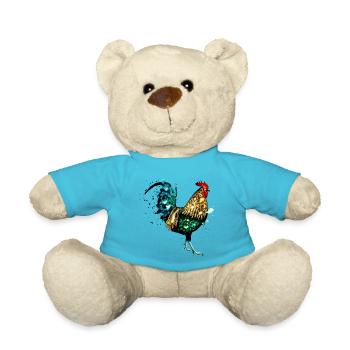 Aquarell Hahn - Teddy - Atollblau - Vorne