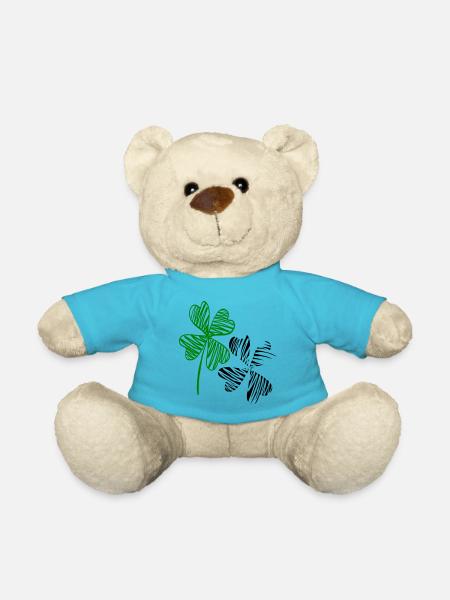 Kleeblätter, Glück - Teddy - Atollblau