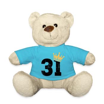 31 Crown 31st Birthday 31 years old - Teddy Bear - atoll blue - Front
