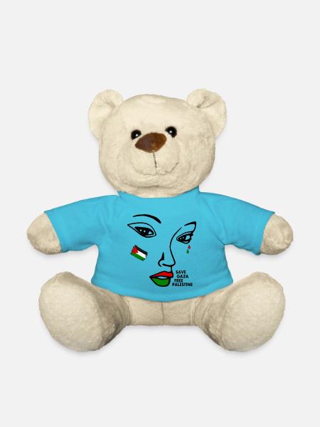 Save gaza free palestine women - Teddy Bear - atoll blue