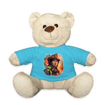 Firefighter / Fire / Fire / Extinguish / Hero - Teddy Bear - atoll blue - Front