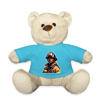 Firefighter / Fire / Fire / Extinguish / Hero - Teddy Bear - atoll blue - Front