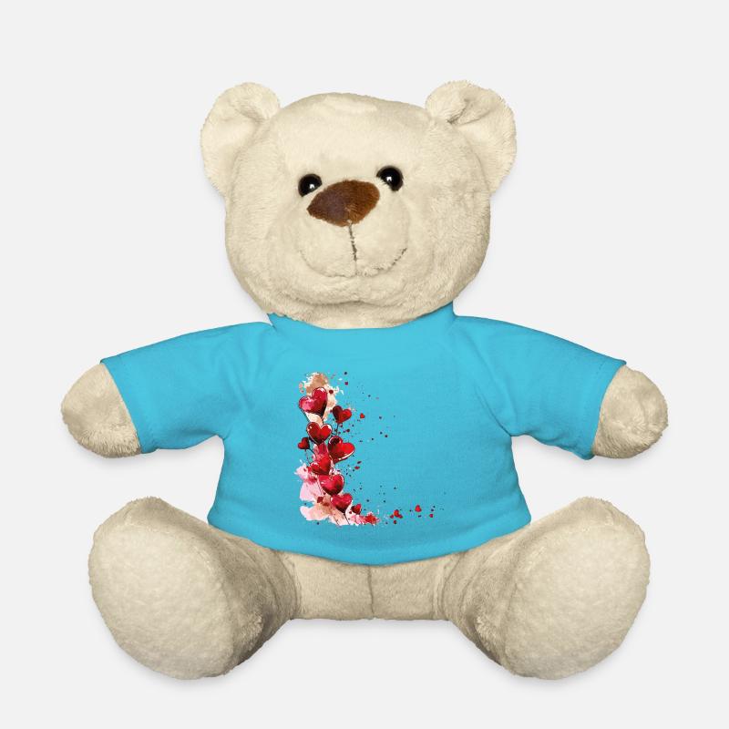 Herzen Herzmotiv Rot Liebe Romantisch Valentinstag - Teddy - Atollblau