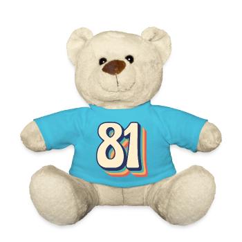 T-Shirt rétro Vintage numéro 81 Eighty One - Nounours - bleu outremer - Devant