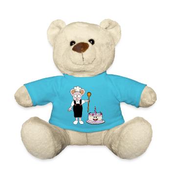 Maus Bäcker Konditor Torte Geburtstag Geschenkidee - Teddy - Atollblau - Vorne