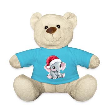 Elephant Christmas Cute Cute Christmassy - Teddy Bear - atoll blue - Front