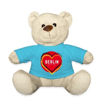Berlin Deutschland Fan Flagge Design T Shirt - Teddy - Atollblau - Vorne