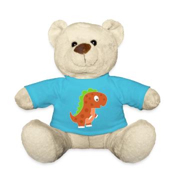 Playful Dinosaur Cartoon - Teddy Bear - atoll blue - Front