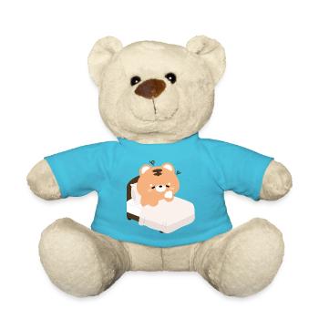 Sleepy Tired Tiger - Teddy Bear - atoll blue - Front