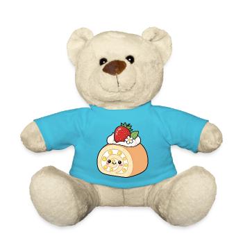 Süße Erdbeerrolle Kawaii - Teddy - Atollblau - Vorne