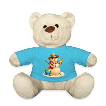 Sand-Schneemann am Strand mit Cocktail  - Teddy - Atollblau - Vorne