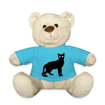 Black Cat Silhouette Gift Cat Lover - Teddy Bear - atoll blue - Front