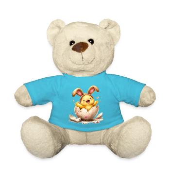 Küken mit Hasenohren im Osterei  - Teddy - Atollblau - Vorne