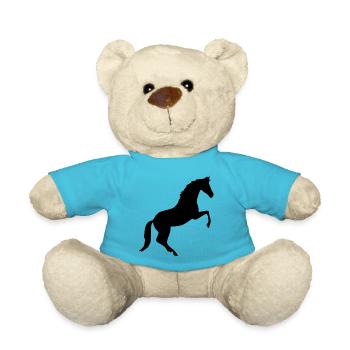 Horse Silhouettes Black Gift Rider - Teddy Bear - atoll blue - Front