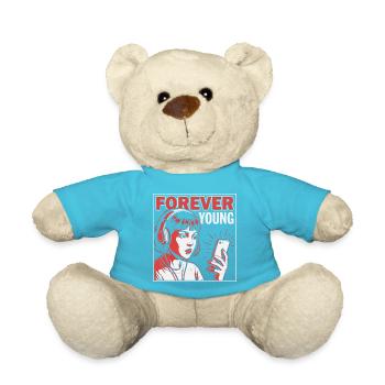 Forever Young, Funny Millennials Fun Shirt, Bag - Teddy Bear - atoll blue - Front