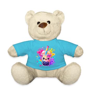 Kawaii Bubble Tea Color Explosion - Teddy Bear - atoll blue - Front