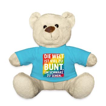 Bunte Welt | Positives Statement - Teddy - Atollblau - Vorne