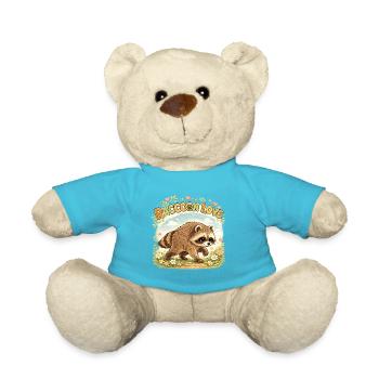 Raccoon Love – Süßer Waschbär im Vintage-Aquarell - Teddy - Atollblau - Vorne