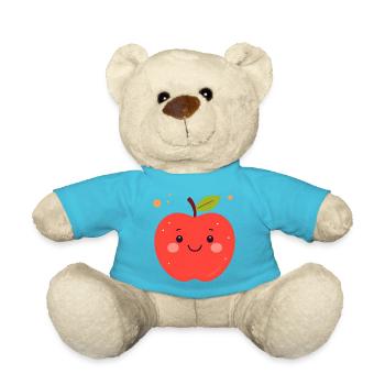 Funny Red Kawaii Apple – Cute Fruit - Teddy Bear - atoll blue - Front