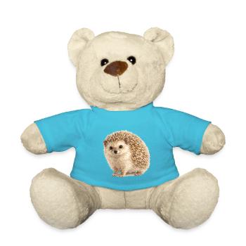 Water-coloured hedgehog cuddle motif - Teddy Bear - atoll blue - Front