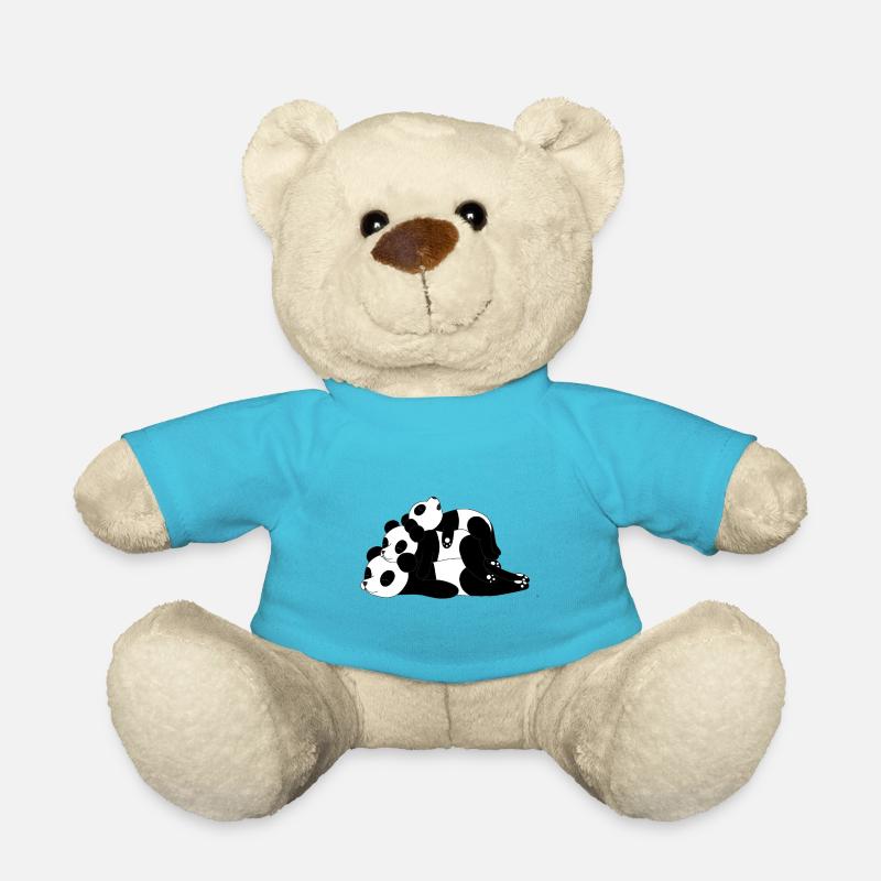 Panda Bear Trio Sleeping - Teddy Bear - atoll blue