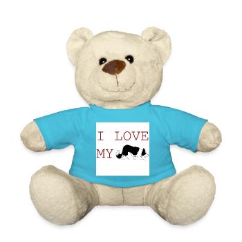 " I Love My Dog " (border collie) - Teddy Bear - atoll blue - Front
