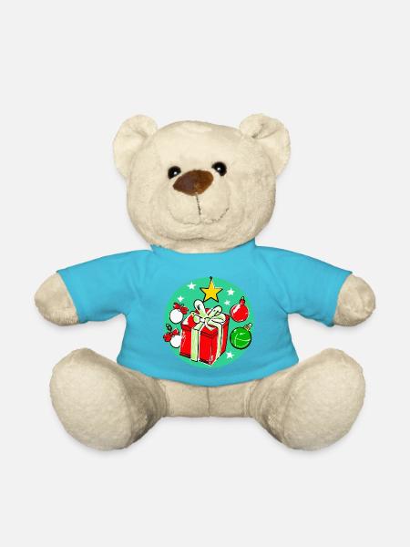 Weihnachtsgeschenkbox & Dekorationen - Teddy - Atollblau