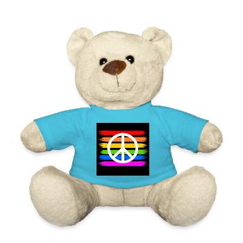 Peace zeichen auf LGBT Regenbogen flagge - Teddy - Atollblau - Vorne