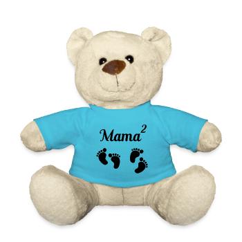 Maman jumeaux carrés jumeaux cadeau - Nounours - bleu outremer - Devant
