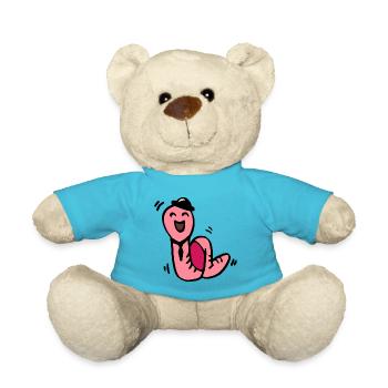 Party Wurm / Regenwurm / witziges Geschenk - Teddy - Atollblau - Vorne