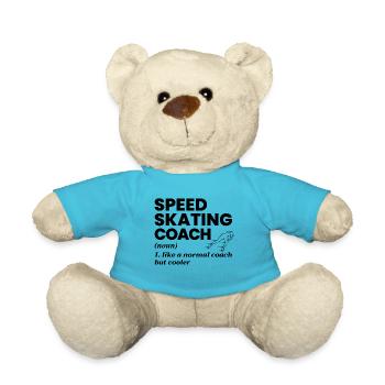 Speed Skating Ice Skater Skate Coach Winter Sports - Teddy Bear - atoll blue - Front