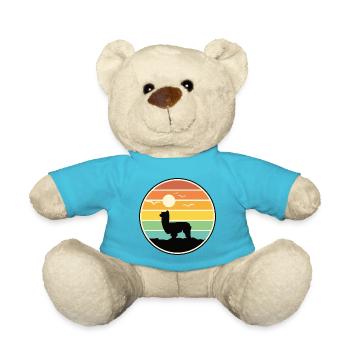 Alpaka Silhouette vor Sonnenuntergang - Teddy - Atollblau - Vorne