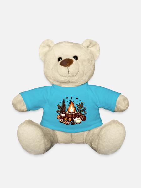 FIRE PIT WINTER CHRISTMAS SCARF TEAPOT GREEN - Teddy Bear - atoll blue
