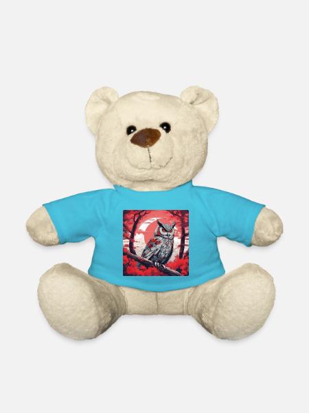 Anime Eule in der Nacht - Teddy - Atollblau