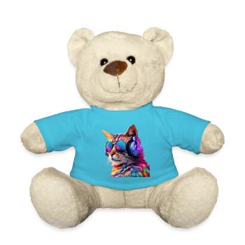 Chat avec écouteurs et lunettes de soleil - Nounours - bleu outremer - Devant
