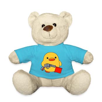 Lustige Baby Ente mit Spielzeugpistole Knallfahne - Teddy - Atollblau - Vorne