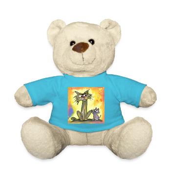 Babykatze und grimmige alte Katze - Teddy - Atollblau - Vorne
