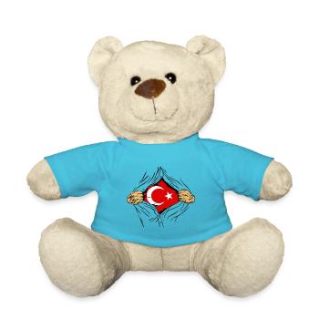 Drapeau de Turquie Utilisé Look Drapeau Turc Vintage - Nounours - bleu outremer - Devant