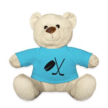 Eishockey Schläger und Puck Wintersport - Teddy - Atollblau - Vorne