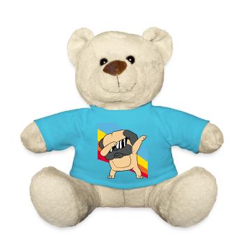 Retro Vintage Style Pop Art Dabbing Dab Mops Hund - Teddy - Atollblau - Vorne