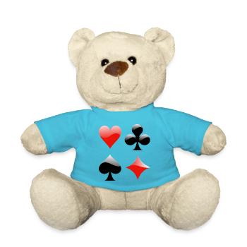 Poker Kartenspiel Herz Kreuz Karo Pik - Teddy - Atollblau - Vorne