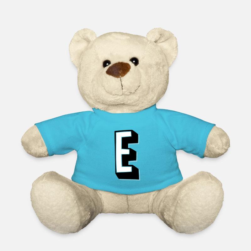 Lettre E - Alphabet E - Nounours - bleu outremer